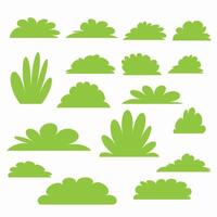 Bush and Shrub Silhouettes Collection, Each silhouette varies from simple, rounded forms to more intricate, multi-layered shapes with a variety of lobes and leaves vector