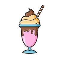 Glass With Ice Cream And Beverage Icon vector