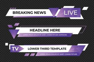 Lower third banner. Broadcast news lower third banner template design. Lower third bar template for breaking news. headline title vector