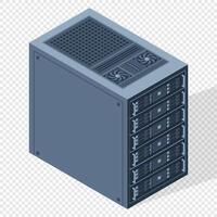 Isometric server. Server racks. Server boxes isolated. Network server room. Computer network technology. illustration vector