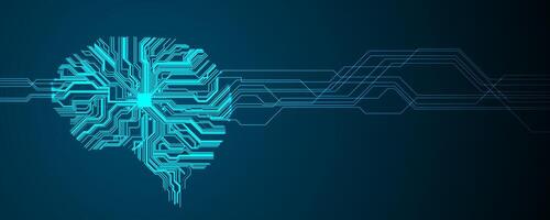 A brain with a circuit board on it vector
