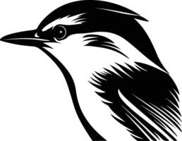 adorable Black silhouette of nuthatch head vector