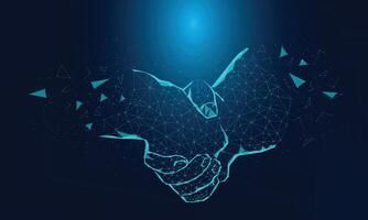 Symbolic Hands Connected by a Digital Network vector