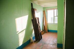 Dismantling of old elevator equipment to replace the old elevator with a new one, industry photo