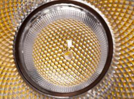 Modern LED matrix lamp, reflector for light. Macro photo