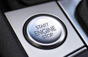 modern car engine start button, macro photo