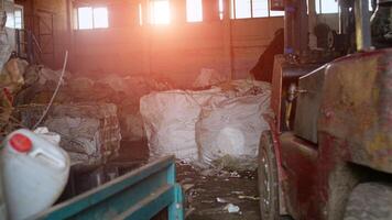 Workshop for sorting and recycling, sunset, factory, conversion photo