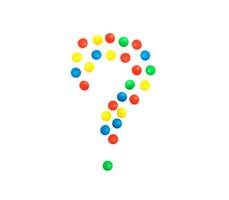 Multicolored alphabet from children's mosaic, question mark, isolate photo