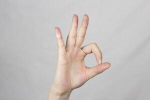 Hand gesture on a white background everything is good photo