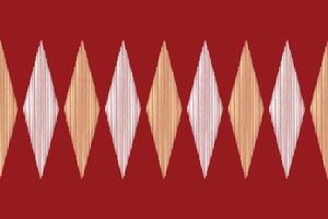 Motif red color background ikat pattern with fabric design geometric pattern. vector