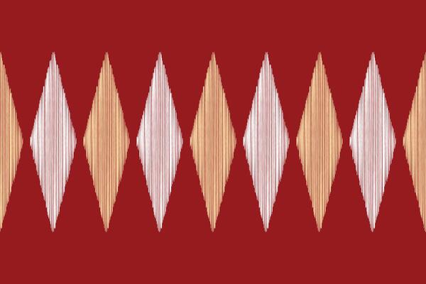 Motif red color background ikat pattern with fabric design geometric pattern.
