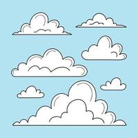 Minimalist Cloud icon Set Flat Cartoon Style for Sky Backgrounds vector