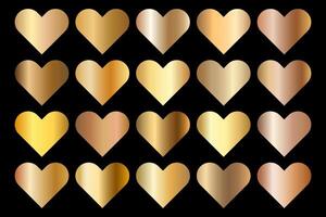 Golden heart shapes on black background vector