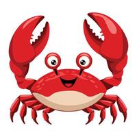 Cute Red Crab Illustration. Children's flat design, isolated on a white background. Ideal for kids' themes, educational materials, and playful projects. vector