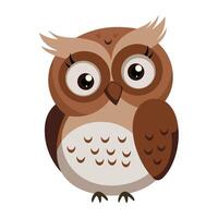 Surprised Owl Illustration. Flat of a cute forest owl with a surprised expression. Perfect for children designs and nature themed projects. vector