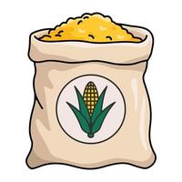 Corn Icon Illustration in Flat Design Style. image of a yellow corn cob with green husk, ideal for food-related designs, agriculture themes, and organic product visuals. vector