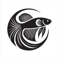 Bold Betta Fish Silhouette Design vector
