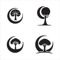 Four Tree Silhouette Logos Clean and Editable Design vector