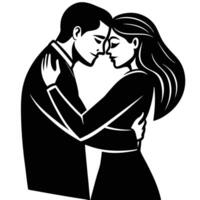 Embracing Couple Silhouette Illustration on White Background vector