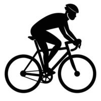 Cyclist Action Silhouette on White Background vector