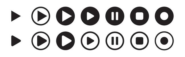 media player button icons.Play and pause buttons, audio player,player button set icon symbol,play and pause icon button vector