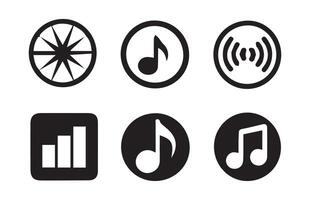 Music player icon set with play, pause, next, previous like and settings symbol. vector