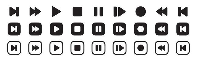 Media player control icons illustration set.Play and pause buttons,Arrows, audio player,player button set icon symbol vector