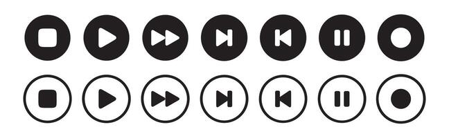 Media player interface symbols - play, pause, volume, settings, stop. player icons.Illustration EPS 10 vector