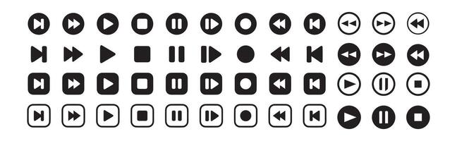 Set of media player button icons.Play and pause buttons, audio player,player button set icon symbol vector