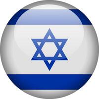 Circular glossy button with the Israeli national flag, a symbol of Israel and its national identity. vector