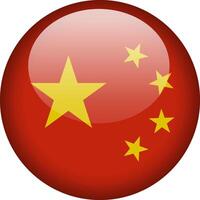 Circular glossy button with the Chinese national flag, a symbol of China and its national identity. vector