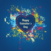 Blue valentines day card with colorful splashes vector