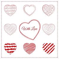 Set of 10 sketchy doodle hearts vector