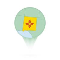 New Mexico map, stylish location icon with New Mexico map and flag. vector