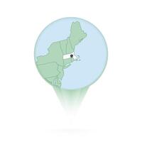 Massachusetts map, stylish location icon with Massachusetts map and flag. vector