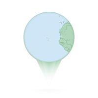 Cape Verde map, stylish location icon with Cape Verde map and flag. vector
