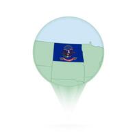 North Dakota map, stylish location icon with North Dakota map and flag. vector