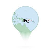 Papua New Guinea map, stylish location icon with Papua New Guinea map and flag. vector
