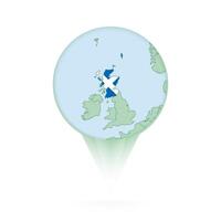 Scotland map, stylish location icon with Scotland map and flag. vector