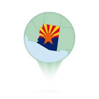 Arizona map, stylish location icon with Arizona map and flag. vector