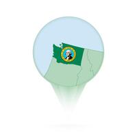 Washington map, stylish location icon with Washington map and flag. vector