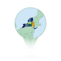 New York map, stylish location icon with New York map and flag. vector