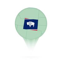 Wyoming map, stylish location icon with Wyoming map and flag. vector