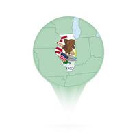 Illinois map, stylish location icon with Illinois map and flag. vector