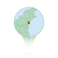 New Jersey map, stylish location icon with New Jersey map and flag. vector
