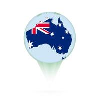 Australia map, stylish location icon with Australia map and flag. vector