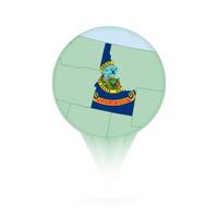 Idaho map, stylish location icon with Idaho map and flag. vector