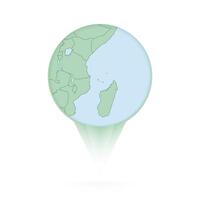 Comoros map, stylish location icon with Comoros map and flag. vector