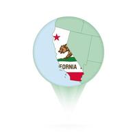 California map, stylish location icon with California map and flag. vector