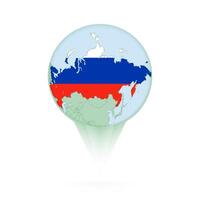 Russia map, stylish location icon with Russia map and flag. vector